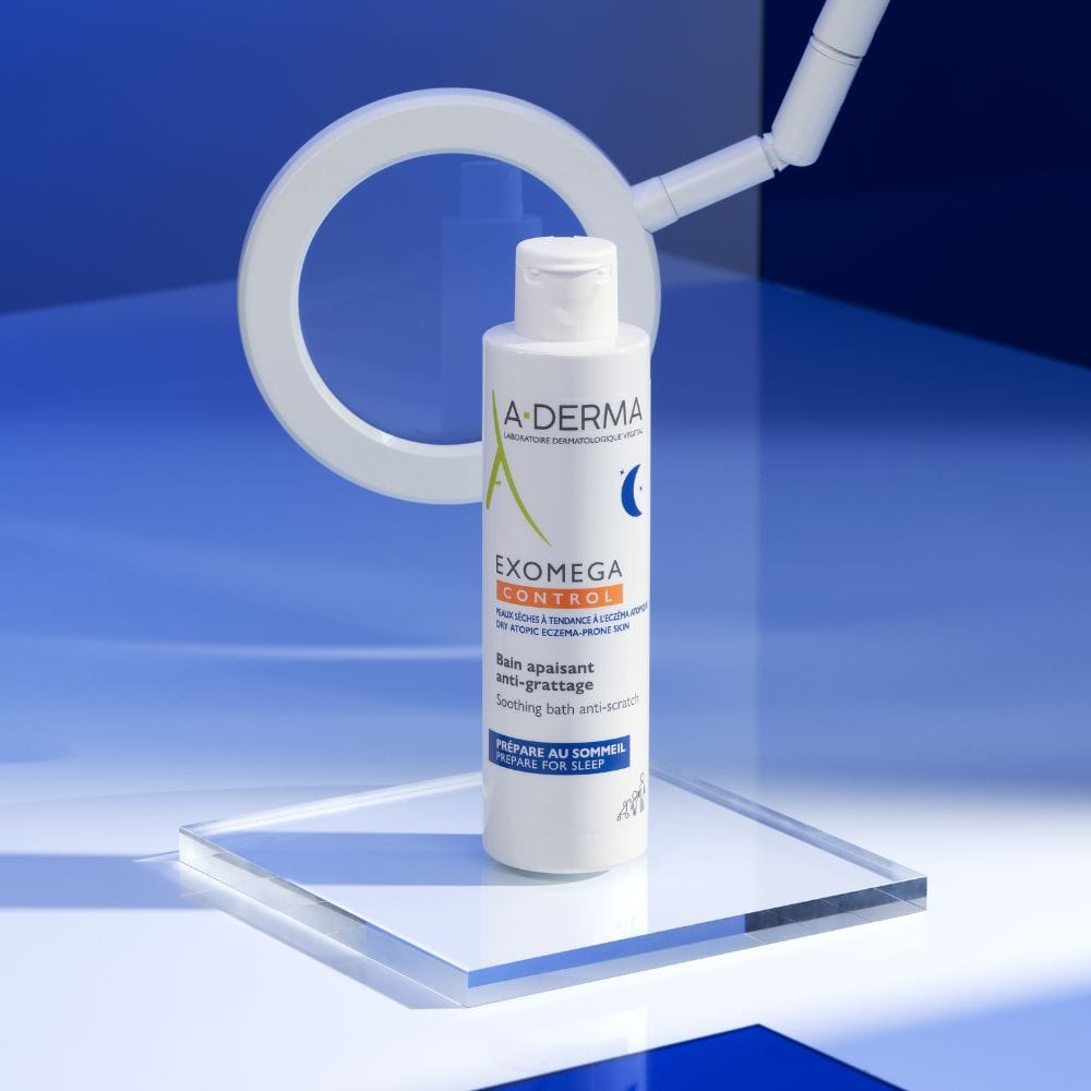 A-Derma Exomega Control Bagno Lenitivo Anti-grattage, Lenisce Immediatamente e dona confort alla sensazione di prurito, per una notte tranquilla, Pelle secca a tendenza atopica, 200ml 