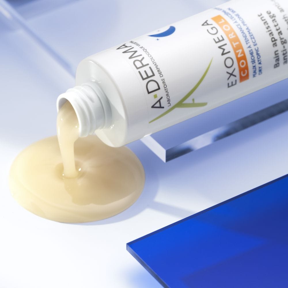 A-Derma Exomega Control Bagno Lenitivo Anti-grattage, Lenisce Immediatamente e dona confort alla sensazione di prurito, per una notte tranquilla, Pelle secca a tendenza atopica, 200ml 