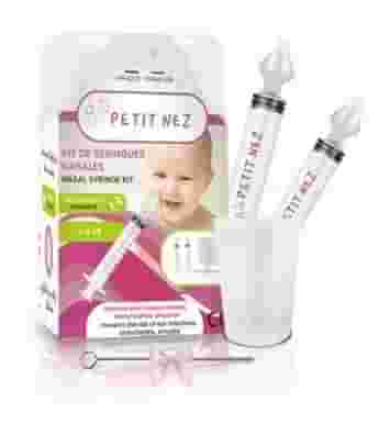LAVAGGIO NASALE BIMBO +4 MESI KIT 2 SIRINGHE 10ML + 2 PUNTE IN SILICONE RIUTILIZZABILI + SPAZZOLINO + CONTENITORE DA 50ML PER SOLUZIONE SALINA