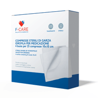 F CARE GARZA COMPRESSA IN COTONE 12/8 10X10CM 100 PEZZI