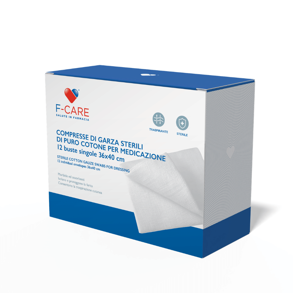 F CARE GARZA COMPRESSA IN COTONE 12/8 36X40CM 12 PEZZI