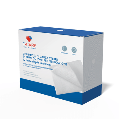 F CARE GARZA COMPRESSA IN COTONE 12/8 36X40CM 12 PEZZI
