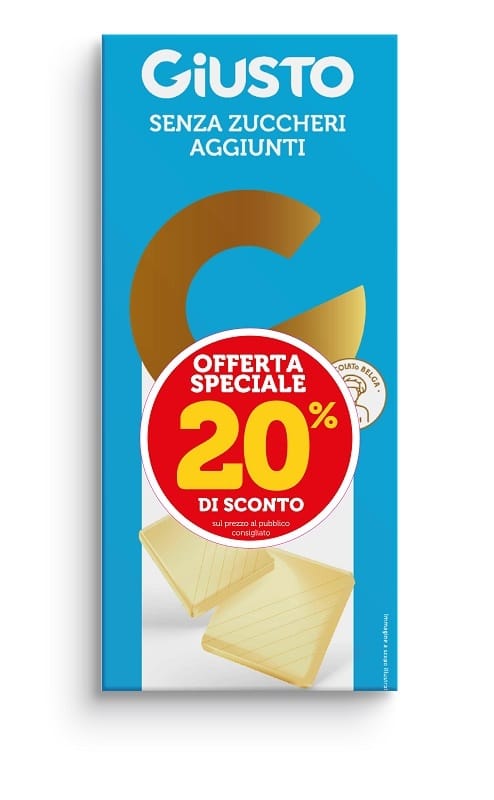 GIUSTO SENZA ZUCCHERI AGGIUNTI TAVOLETTA DI CIOCCOLATO BIANCO 85 G