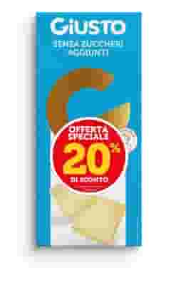 GIUSTO SENZA ZUCCHERI AGGIUNTI TAVOLETTA DI CIOCCOLATO BIANCO 85 G