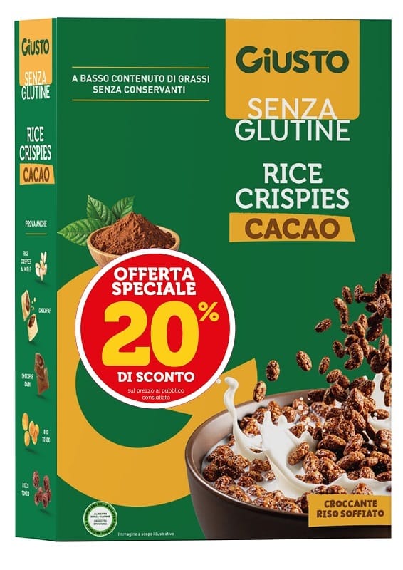 GIUSTO SENZA GLUTINE RICE CRISPIES CACAO 200 G