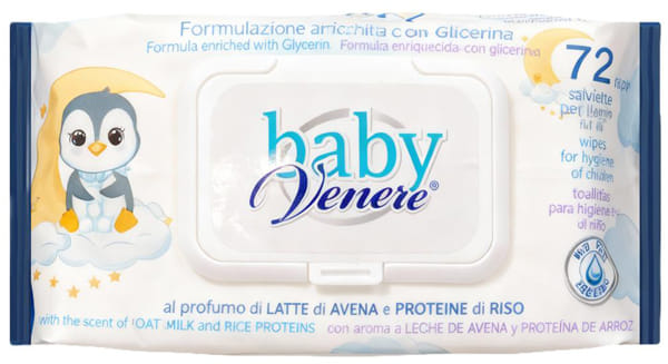 BABY VENERE SALVIETTINE LATTE DI AVENA E PROTEINE DI RISO 72 PEZZI