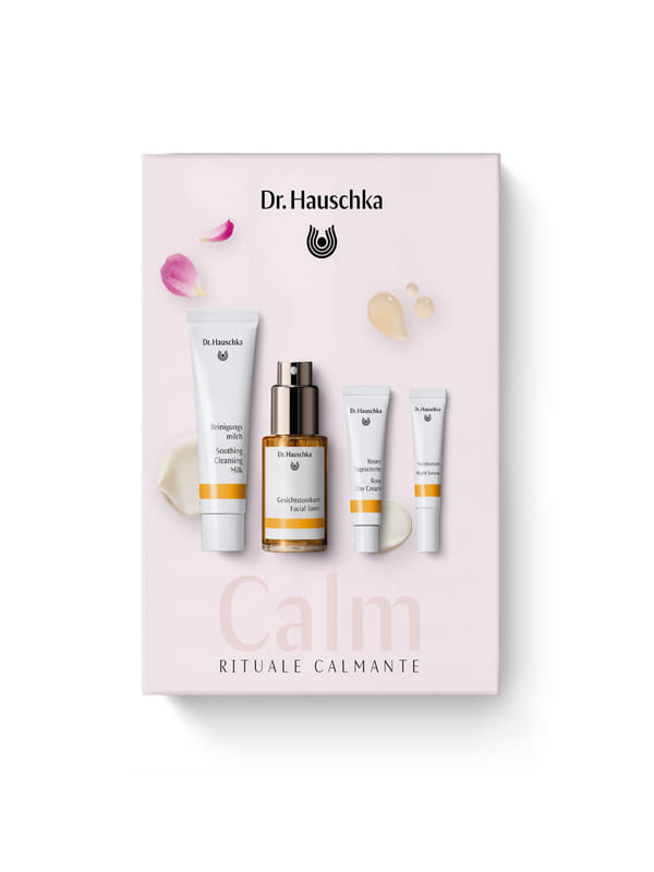 DR HAUSCHKA CALM RITUALE CALMANTE 2026 1 LATTE DETERGENTE 30 ML + 1 CREMA ALLA ROSA 5 ML + 1 LOZIONE TONIFICANTE 30 ML + 1 SIERO NOTTE 2,5 ML