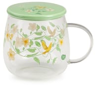 NEAVITA TAZZA IN VETRO CON COPERCHIO VERDE 450 ML INFUSI DI PRIMAVERA