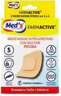 MEDICAZIONE MEDS FARMACTIVE POLIURETANO CON SILICONE CON BORDI PICCOLA 5X5 CM 5 PEZZI