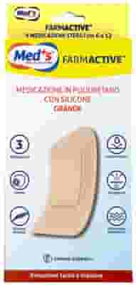 MEDICAZIONE MEDS FARMACTIVE POLIURETANO CON SILICONE CON BORDI GRANDE 6X12 CM 3 PEZZI
