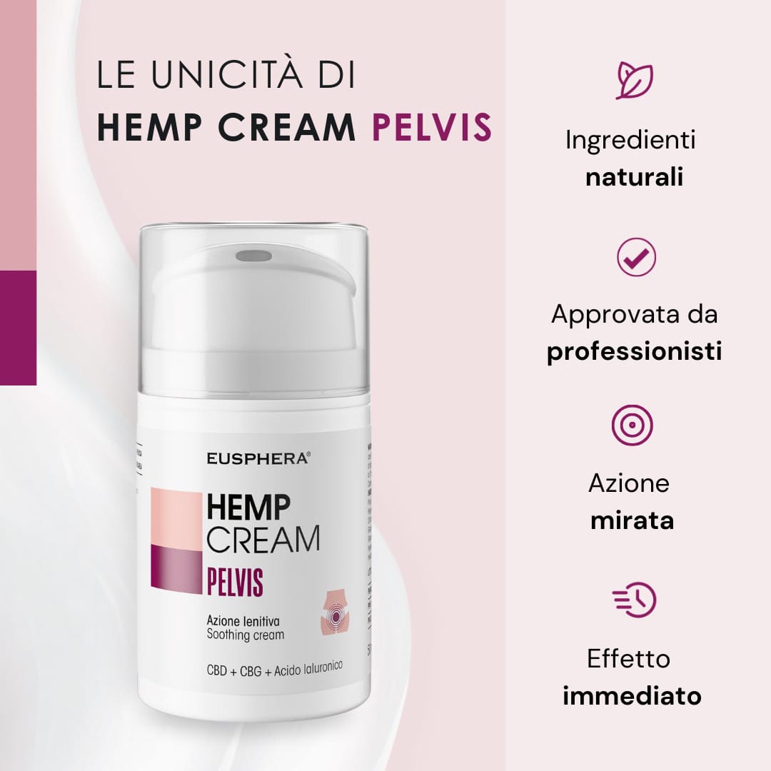 Eusphera Hemp cream Pelvis - Crema lenitiva per prurito intimo e vulvodinia