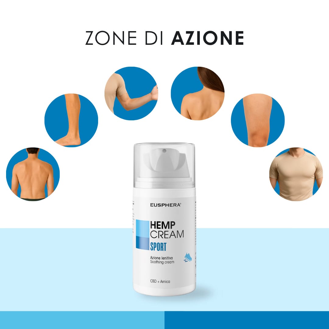 Eusphera Hemp cream Sport - Crema per dolori muscolari ed infortuni
