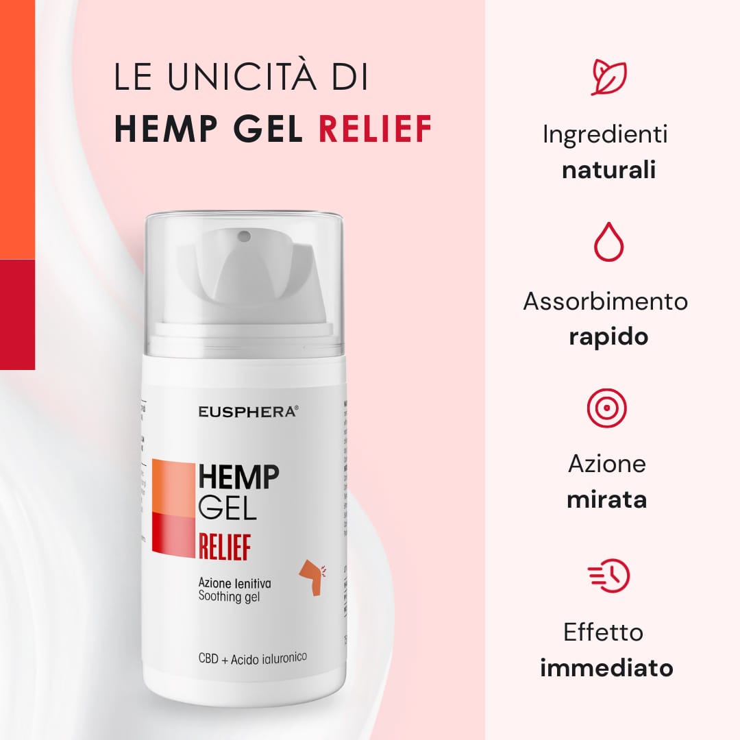 Eusphera Hemp gel Relief - Gel lenitivo per ossa e articolazioni