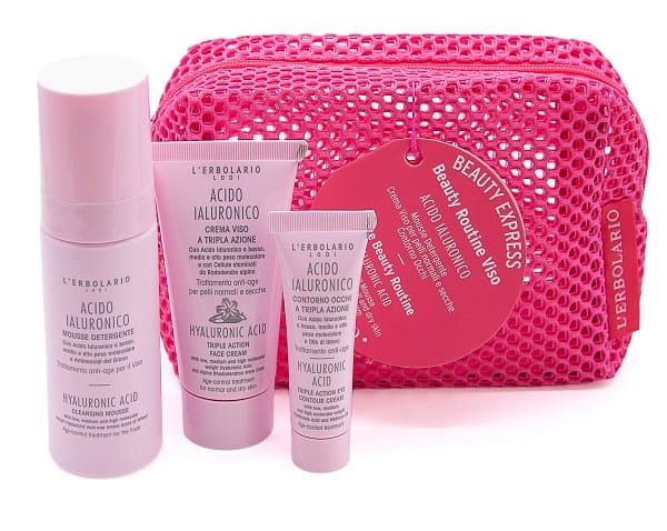 BEAUTY EXPRESS ROUTINE VISO 1 ACIDO IALURONICO MOUSSE DETERGENTE 50 ML + 1 ACIDO IALURONICO CREMA VISO A TRIPLA AZIONE 25 ML + ACIDO IALURONICO CONTORNO OCCHI TRIPLA AZIONE 10 ML
