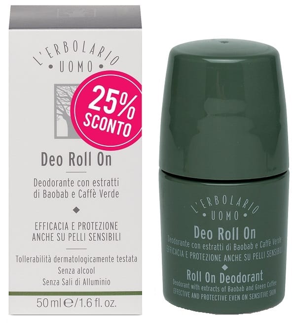 I DEODORANTI 25% DI SCONTO L'ERBOLARIO UOMO DEO ROLL ON 50 ML