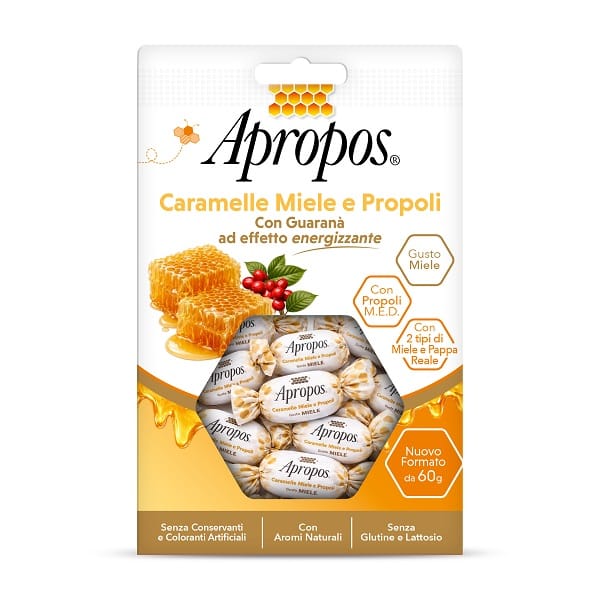 APROPOS CARAMELLE MIELE GUARANA' 60 G SENZA GLUTINE SENZA LATTOSIO