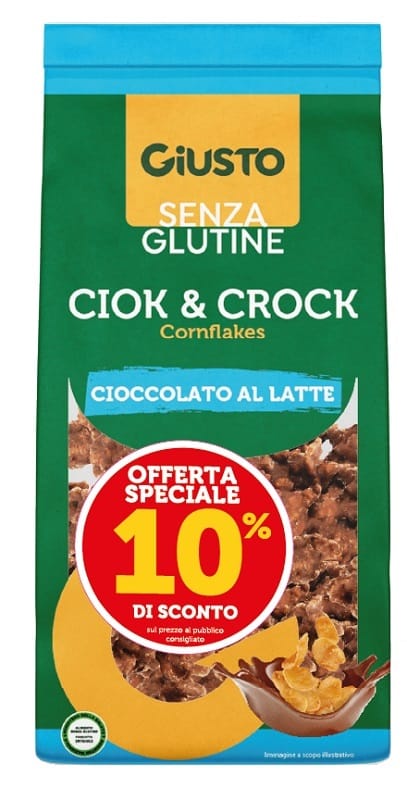 GIUSTO SENZA GLUTINE CIOK & CROCK CORNFLAKES CIOCCOLATO AL LATTE 125 G PROMO -10%