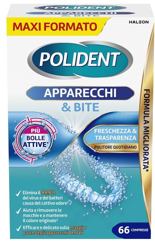 POLIDENT APPARECCHI & BITE PULITORE QUOTIDIANO 66 COMPRESSE