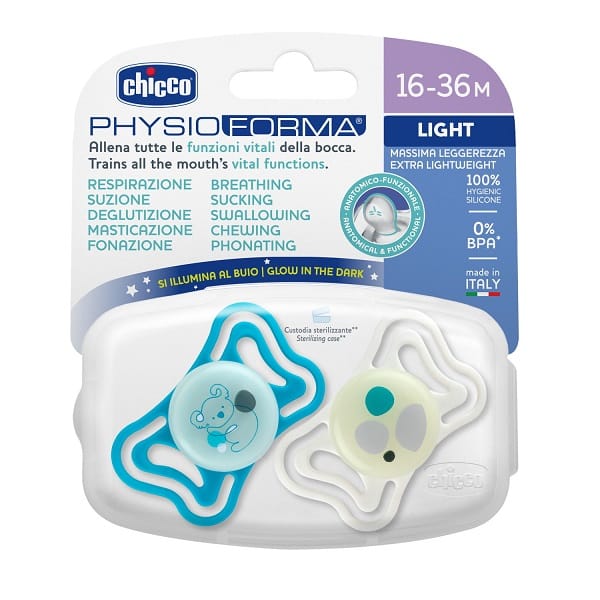 CHICCO SUCCHIETTO LIGHT LUMI SILICONE 16-36M 2 PEZZI