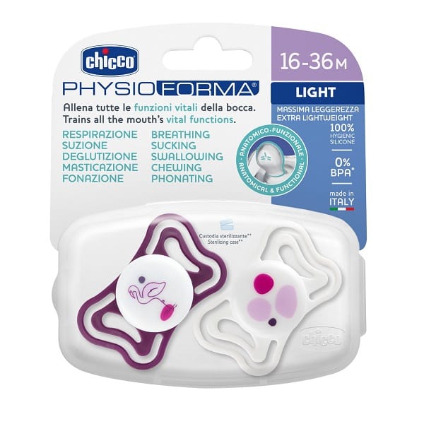 CHICCO SUCCHIETTO LIGHT ROSA SILICONE 16-36M 2 PEZZI
