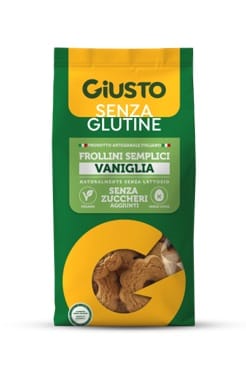 GIUSTO SENZA GLUTINE FROLLINI SEMPLICI ALLA VANIGLIA SENZA ZUCCHERI AGGIUNTI 200 G VEGAN, SENZA UOVA E NATURALMENTE PRIVO DI LATTOSIO, CON EDULCORANTE