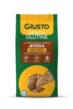 GIUSTO SENZA GLUTINE BISCOTTI AVENA & NOCCIOLE 200 G VEGAN, SENZA UOVA E NATURALMENTE SENZA LATTOSIO
