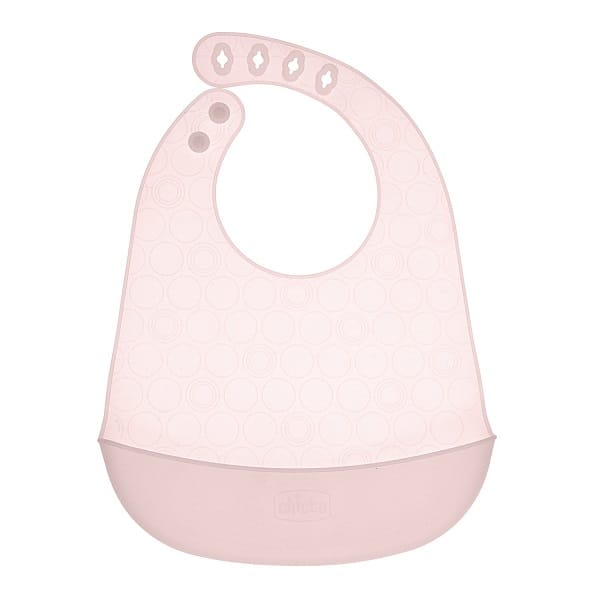 CHICCO EASY ROLL BIB BAVAGLINO IN SILICONE CON TASCA ROSA