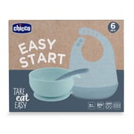 CHICCO EASY START SET PAPPA SILICONE AZZURRO 6M+