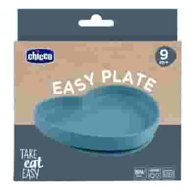 CHICCO PIATTO CUORE IN SILICONE AZZURRO 9M+