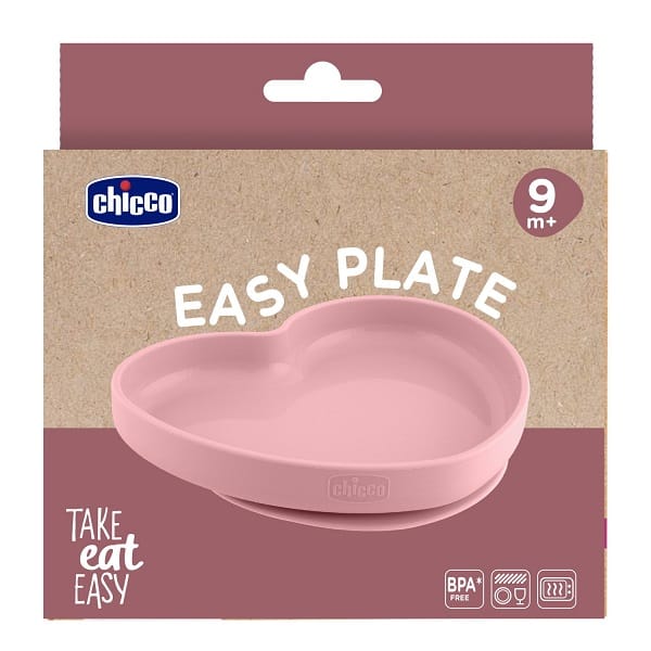 CHICCO PIATTO CUORE IN SILICONE ROSA 9M+