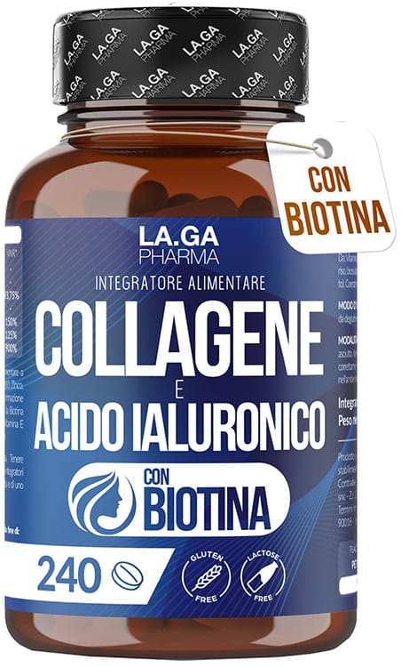 COLLAGENE ACIDO IALURONICO BIOTINA 240 COMPRESSE SENZA GLUTINE E LATTOSIO