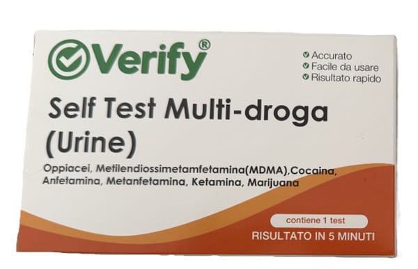 VERIFY SELF TEST MULTI-DROGA URINE RILEVAZIONE QUALITATIVA MOLTEPLICI DROGHE E METABOLITI DI DROGHE