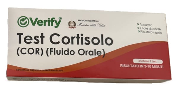 TEST RAPIDO VERIFY TEST CORTISOLO FLUIDO ORALE RILEVAZIONE QUALITATIVA CORTISOLO NEL FLUIDO ORALE UMANO USO PROFESSIONALE