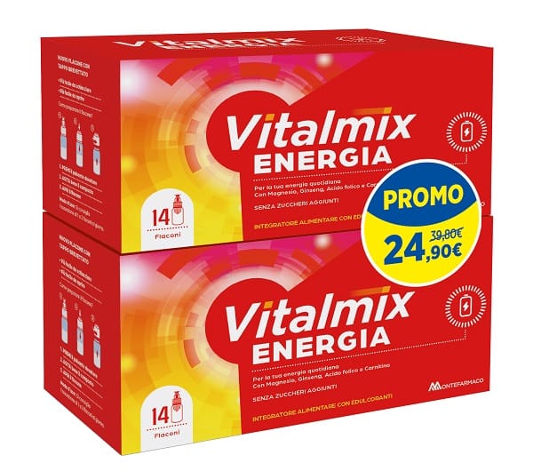 VITALMIX ENERGIA 14 FLACONCINI DA 10 ML BIPACK PROMO CON EDULCORANTI SENZA ZUCCHERI AGGIUNTI GLUTINE E LATTOSIO