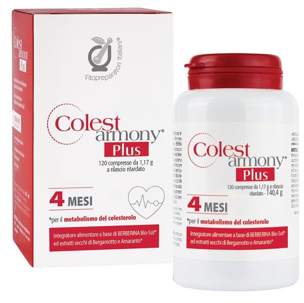 FITOPREPARATORI ITALIANI COLESTARMONY PLUS 120 COMPRESSE 1,17 G SENZA GLUTINE NATURALMENTE PRIVO DI LATTOSIO SENZA EDULCORANTI DI SINTESI SENZA COLORANTI