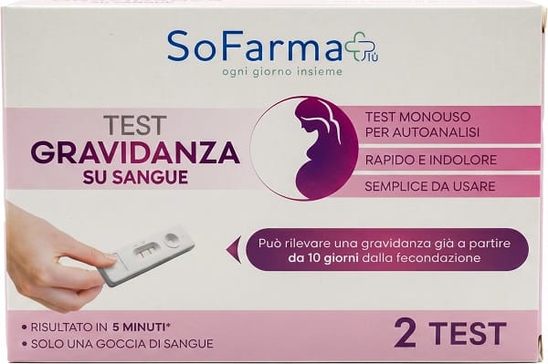 TEST GRAVIDANZA SU SANGUE SOFARMAPIU' AUTODIAGNOSTICO 2 PEZZI