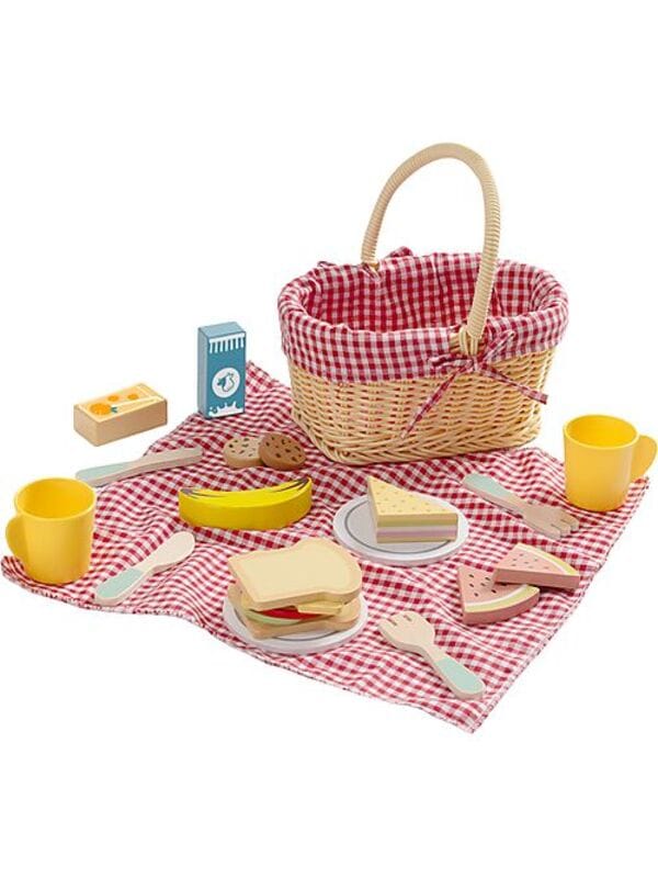 TOOKY TOY CESTINO DA PICNIC LEGNO 23 PEZZI 3 ANNI+