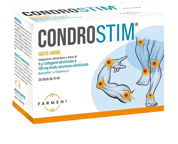 CONDROSTIM 20 STICKS DA 15 ML GUSTO LIMONE CON ZUCCHERO CON EDULCORANTE SENZA GLUTINE SENZA LATTOSIO