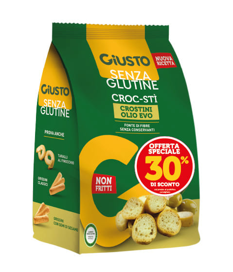 Giusto Senza Glutine Croc Sti' Crostini Olio Evo 100 G Non Fritti Senza Conservanti Taglio Prezzo  30%