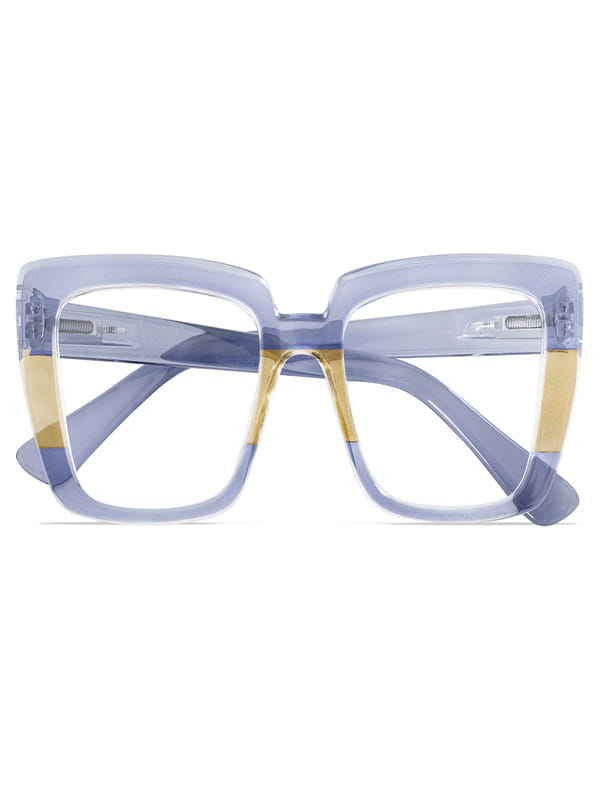 OCCHIALE DA LETTURA PREMONTATO TWINS GOLD MOUSSE AZZURRO/GIALLO +2,50