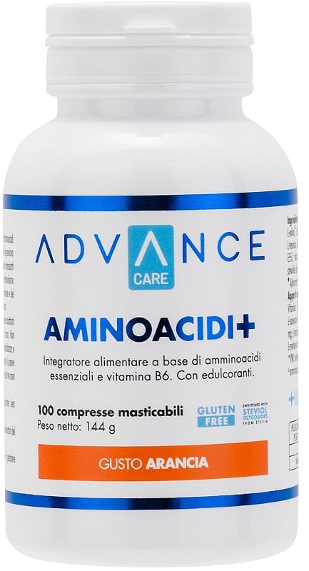 AMINOACIDI+ ARANCIA 100 COMPRESSE MASTICABILI GUSTO ARANCIA SENZA GLUTINE CON EDULCORANTI