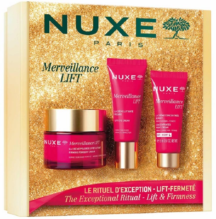 NUXE MERVEILLANCE LIFT COFFRET 2026 POWDERY CREAM 50 ML + NIGHT CREAM 15 ML + EYE CREAM 15 ML