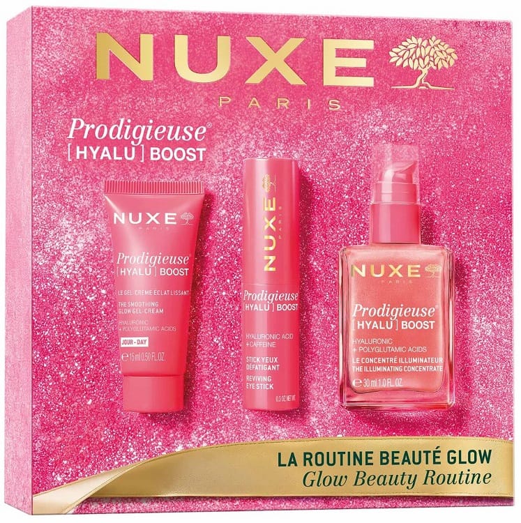 NUXE PRODIGIEUSE HYALU BOOST COFFRET 2026 ILLUMINATING CONCENTRATE 30 ML + SMOOTHING GLOW GEL-CREAM 15 ML + EYE STICK 10 G